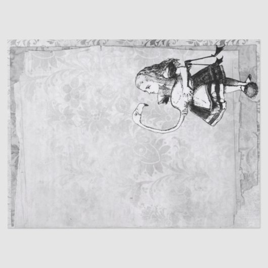 Black and White Alice in Wonderland met Flamingo Tissuepapier (Voorkant)