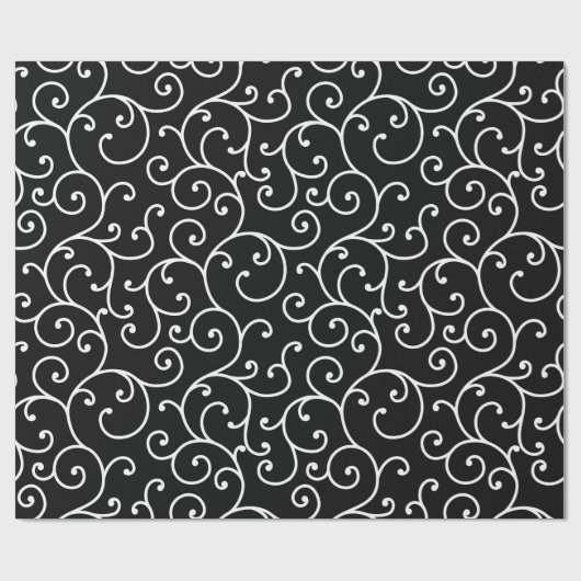 Black and White allover seamless scroll designpatt Cadeaupapier (Vlak)