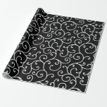 Black and White allover seamless scroll designpatt Cadeaupapier<br><div class="desc">Een naadloos rolpatroon met zwarte en witte legerstof,  naadloos,  draaiend,  abstract,  brocade,  traditioneel,  allover,  achtergrond,  zwart,  kerst,  klassiek,  curl,  kromme,  decor,  decoratief,  design,  elegant,  borduurwerk,  fabricagevintage,  retro,  illustratie, </div>