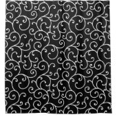 Black and White allover seamless scroll designpatt Douchegordijn (Voorkant)