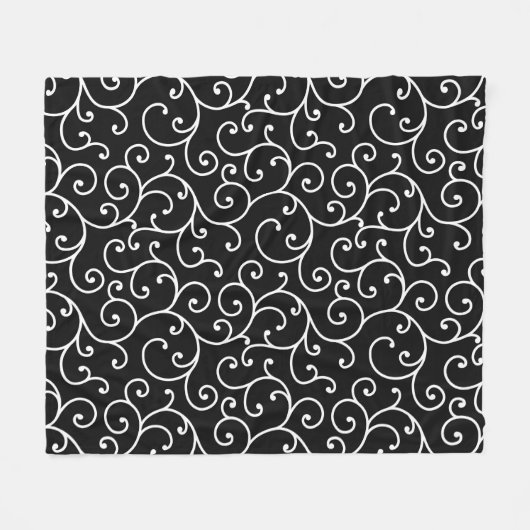 Black and White allover seamless scroll designpatt Fleece Deken (Voorkant (Horizontaal))