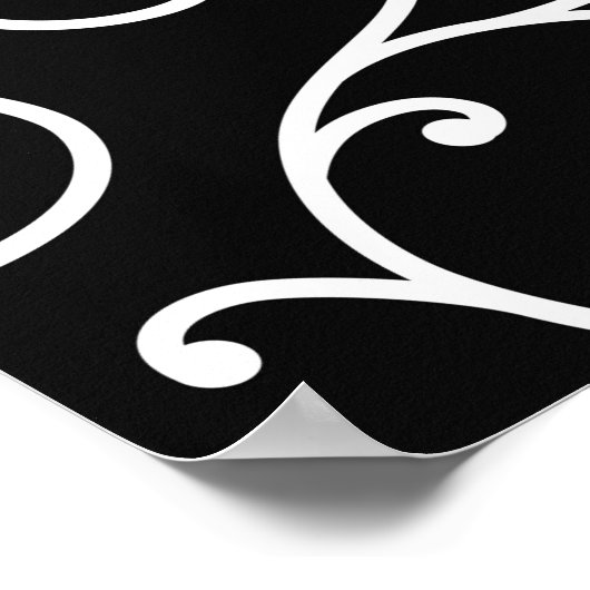 Black and White allover seamless scroll designpatt Poster (Hoek)