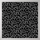 Black and White allover seamless scroll designpatt Poster (Voorkant)