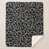 Black and White allover seamless scroll designpatt Sherpa Deken (Voorkant)