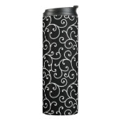 Black and White allover seamless scroll designpatt Thermosbeker (Gedraaid links)