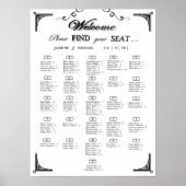 Black and White Alphabetical Wedding Seating Chart Poster (Voorkant)