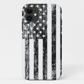 Black and White American Flag iPhone Case (Achterkant)