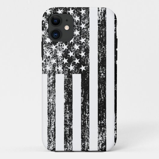 Black and White American Flag iPhone Case (Achterkant)