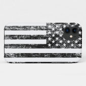 Black and White American Flag iPhone Case (Achterkant (horizontaal))