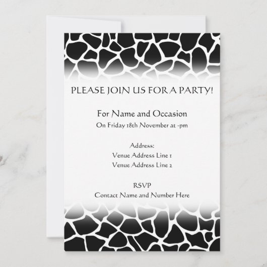 Black and White Animal Print Giraffe Pattern Kaart (Voorkant)