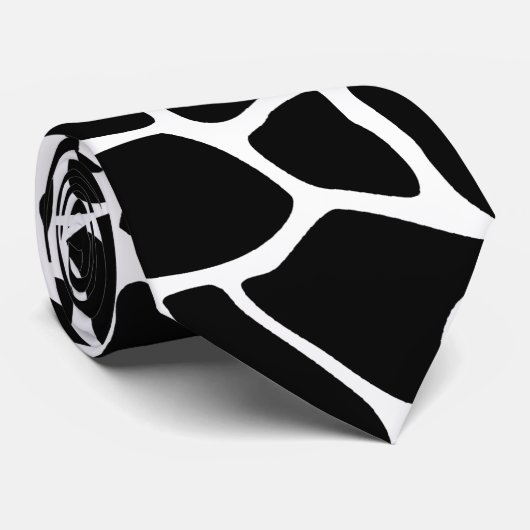 Black and White Animal Print Giraffe Pattern Stropdas (Opgerold)