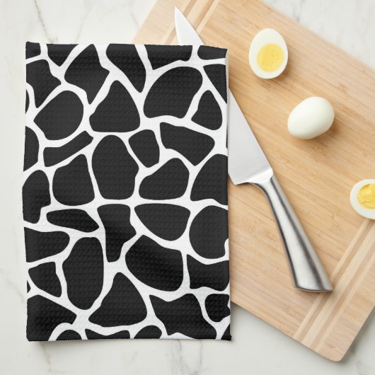 Black and White Animal Print Giraffe Pattern Theedoek (Quarter Fold)
