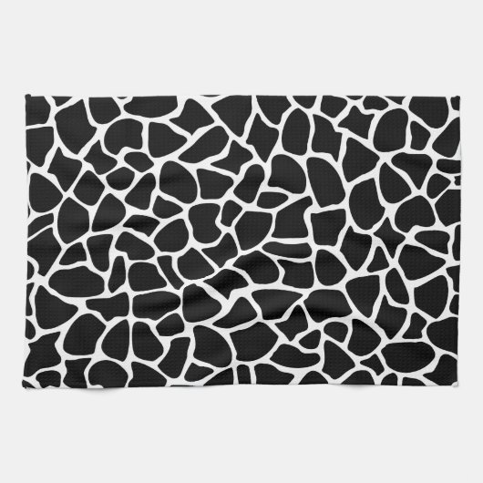 Black and White Animal Print Giraffe Pattern Theedoek (Horizontaal)