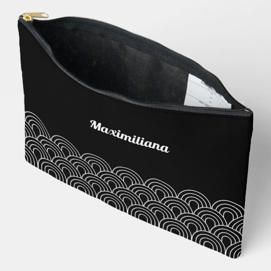 Black and White- Arches Glam Large Accessory Pouch Etui (Open)