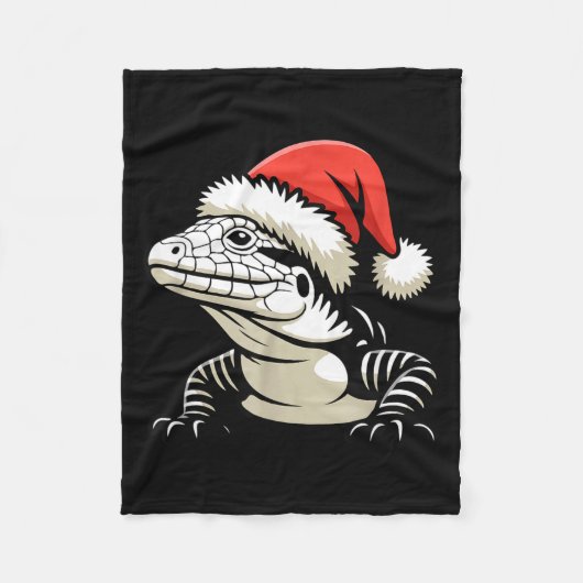 Black And White Argentine Tegu Christmas Ugly Xmas Fleece Deken (Voorkant)