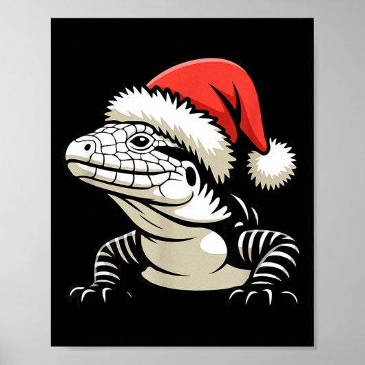 Black And White Argentine Tegu Christmas Ugly Xmas Poster (Voorkant)