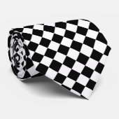 Black and White Argyle Diamond Pattern Stropdas (Opgerold)