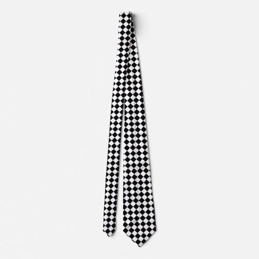 Black and White Argyle Diamond Pattern Stropdas (Achterkant)