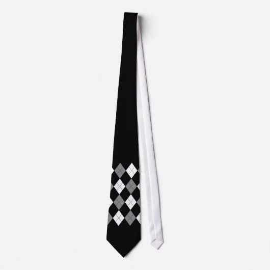Black and White Argyle Necktie Stropdas (Voorkant)