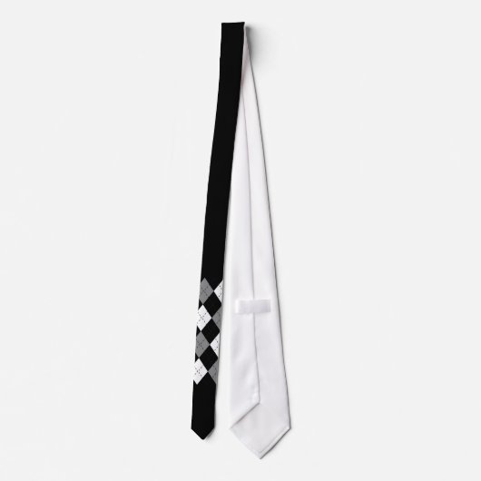Black and White Argyle Necktie Stropdas (Achterkant)