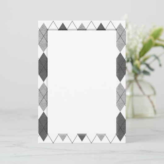 Black and White Argyle Pattern DIY Kaart (Staand voorkant)
