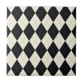 Black and White Argyle Tile Tegeltje (Voorkant)