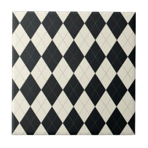 Black and White Argyle Tile Tegeltje