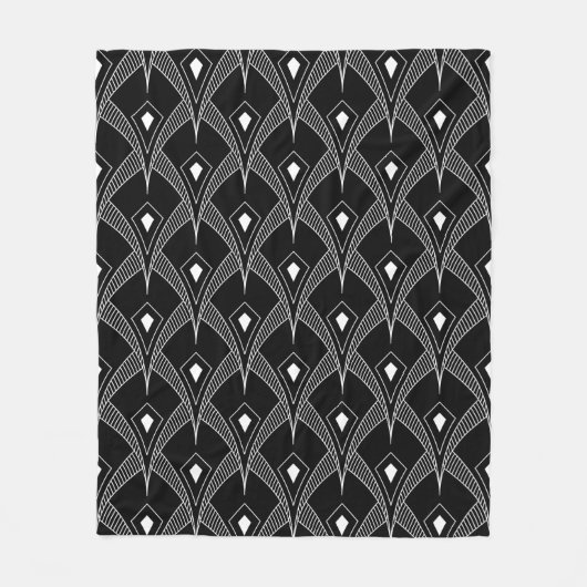 Black and white art-deco seamless pattern fleece deken (Voorkant)