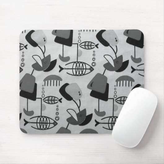 Black and White Atomic Pattern Mousepad Muismat (Met muis)