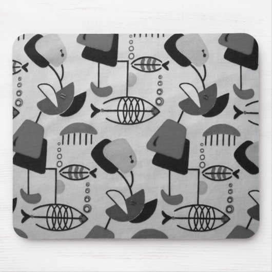 Black and White Atomic Pattern Mousepad Muismat (Voorkant)