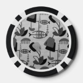 Black and White Atomic Pattern Poker Chip (Achterkant)