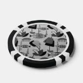 Black and White Atomic Pattern Poker Chip (Enkel)