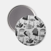 Black and White Atomic Pattern Round Magnet (Voorkant / Achterkant)