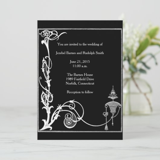 Black and White Aubrey Beardsley Fantasy Kaart (Staand voorkant)