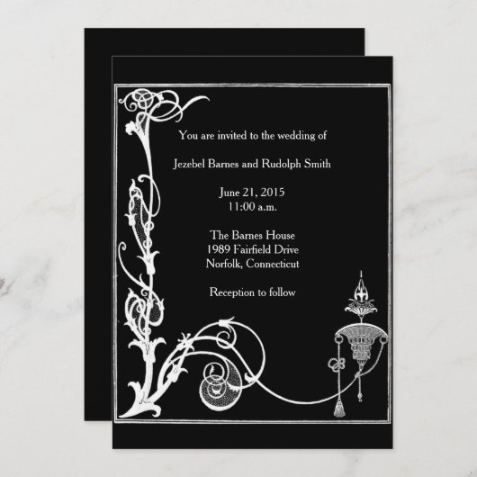 Black and White Aubrey Beardsley Fantasy Kaart (Voorkant / Achterkant)