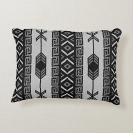 Black and White Aztec Pattern Southwest Tribal Decoratief Kussen