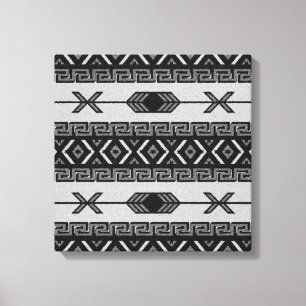 Black and White Aztec Pattern Southwest Wall Art Canvas Afdruk