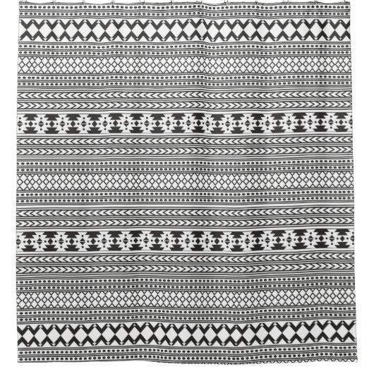 Black and White Aztec Pattern Southwestern Style Douchegordijn (Voorkant)