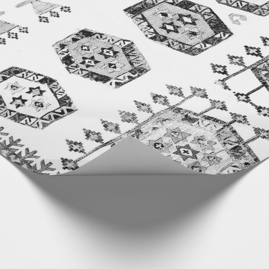 Black and White Aztec Shape Pattern Cadeaupapier (Hoek)