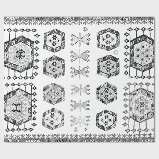 Black and White Aztec Shape Pattern Cadeaupapier (Vlak)