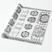 Black and White Aztec Shape Pattern Cadeaupapier (Uitgerold)