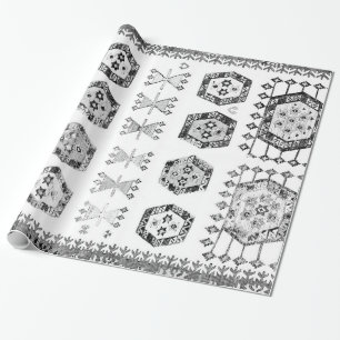 Black and White Aztec Shape Pattern Cadeaupapier