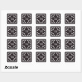 Black and White Bandanna Monogram Vierkante Sticker (Vel)