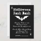 Black and White Bat Chic Crazy Halloween Party Kaart (Voorkant)