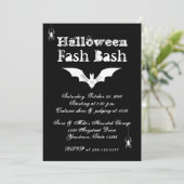 Black and White Bat Chic Crazy Halloween Party Kaart (Staand voorkant)