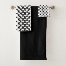 Black and White Bath Towel Set