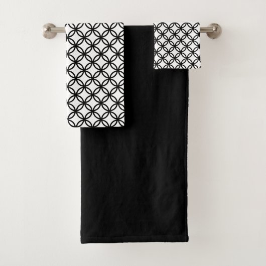 Black and White Bath Towel Set Bad Handdoek (Insitu)
