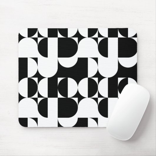 Black and White Bauhaus Modern Abstract geometrisc Muismat (Met muis)