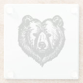 Black and White Bear's Face Ink Drawing Glazen Onderzetter (Achterkant)