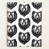 Black and White Bear's Face Ink Drawing Planner (Voorkant)